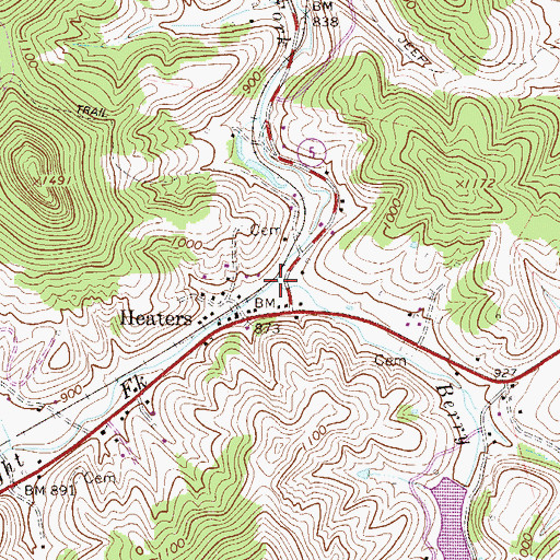 Topographic Map of Berry Fork, WV