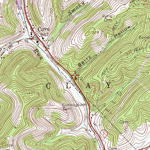 Topographic Map of Berry Hollow, WV