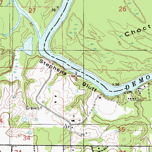 Topographic Map of Stephens Bluff, AL