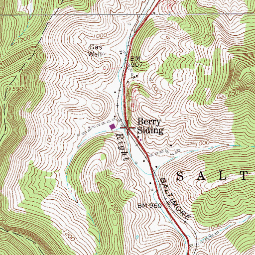 Topographic Map of Berry Siding, WV