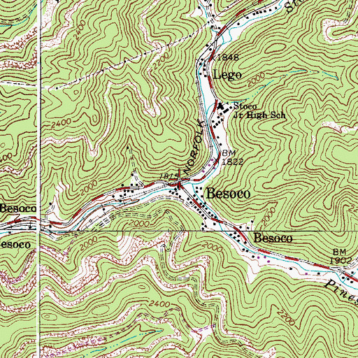 Topographic Map of Besoco, WV