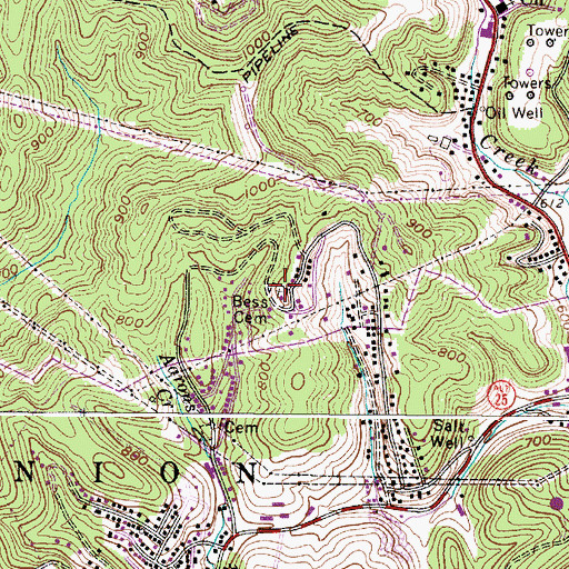 Topographic Map of Bess Cemetery, WV