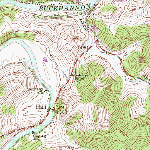 Topographic Map of Bethany Cemetery, WV