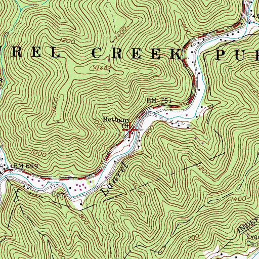 Topographic Map of Bethany Church, WV