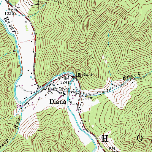 Topographic Map of Bethany Church, WV