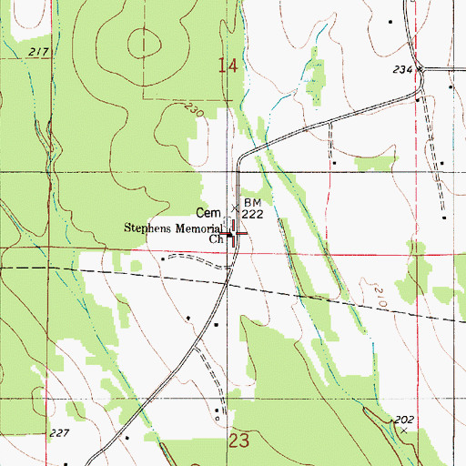 Topographic Map of Stephens Memorial Baptist Church, AL