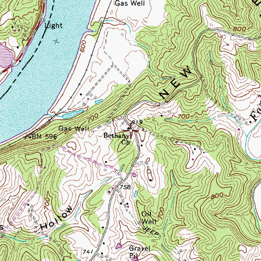 Topographic Map of Bethany Christian Church, WV