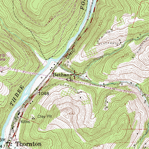 Topographic Map of Bethany Church, WV