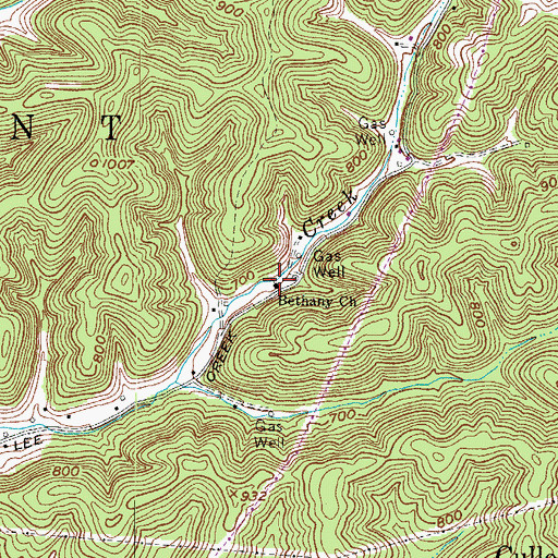 Topographic Map of Bethany Church, WV