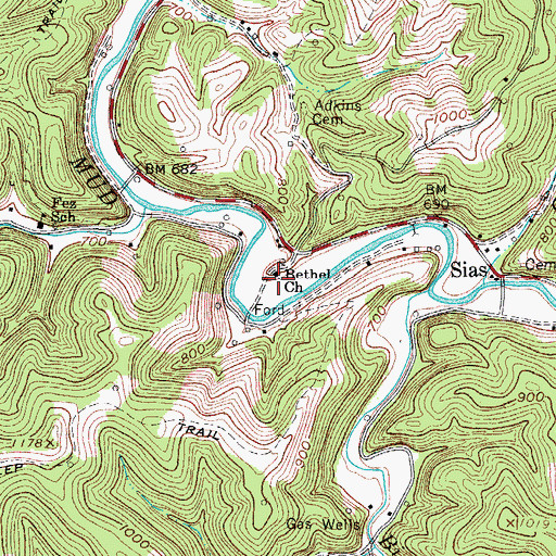 Topographic Map of Bethel Baptist Church, WV