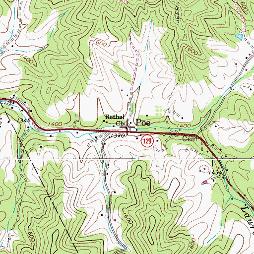Topographic Map of Bethel United Methodist Church, WV