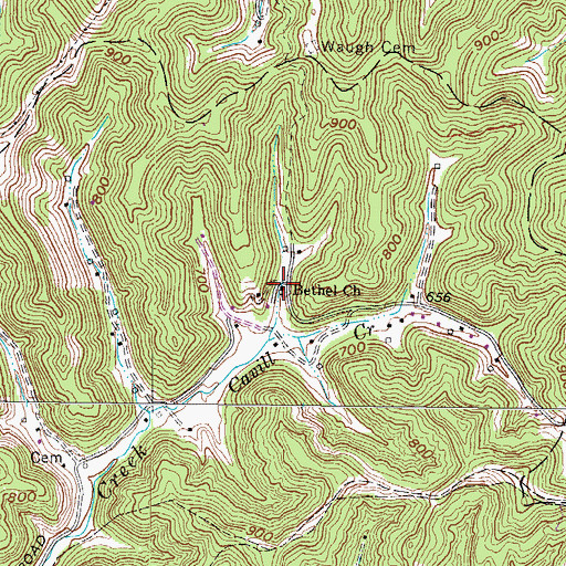 Topographic Map of Bethel Church, WV