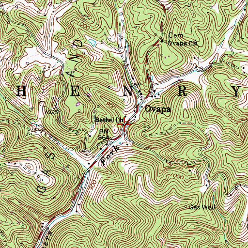 Topographic Map of Bethel Baptist Church, WV