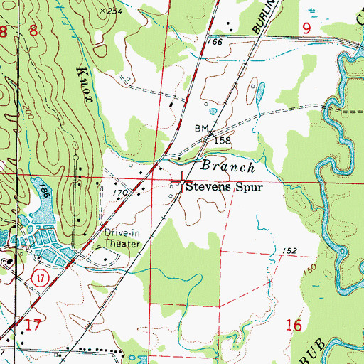 Topographic Map of Stevens Spur, AL