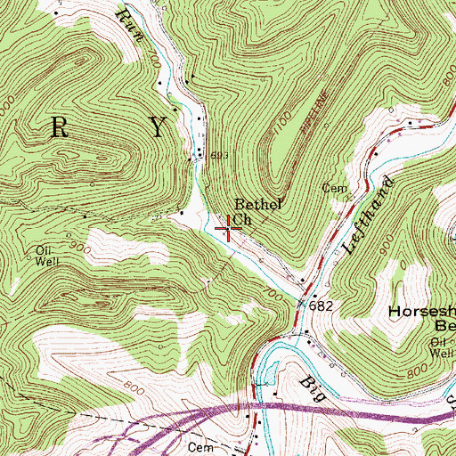 Topographic Map of Bethel Baptist Church, WV