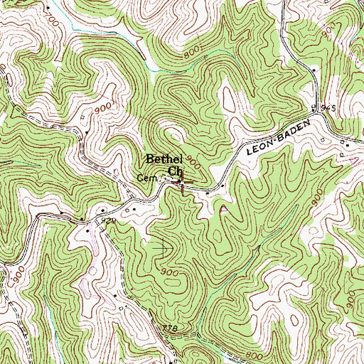 Topographic Map of Bethel Church, WV