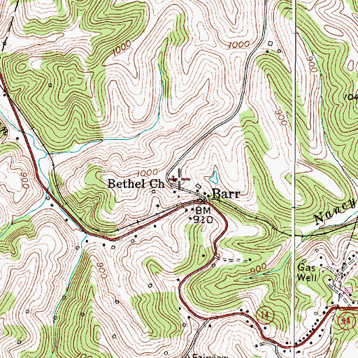 Topographic Map of Bethel United Methodist Church, WV
