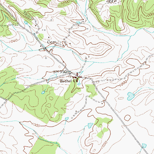 Topographic Map of Bethel Church, WV