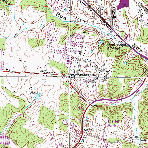Topographic Map of Bethel Baptist Church, WV