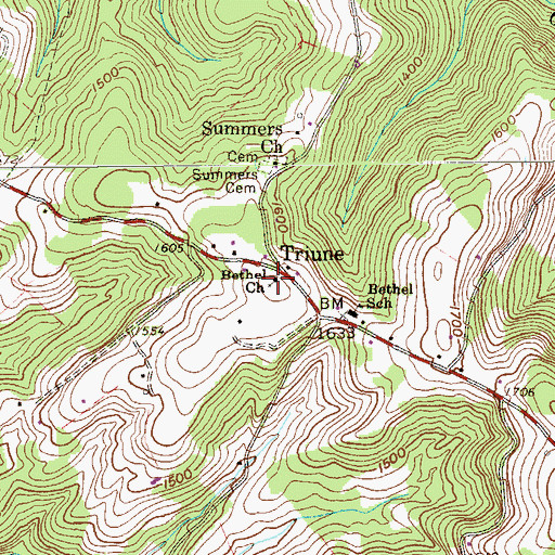 Topographic Map of Bethel Baptist Church, WV