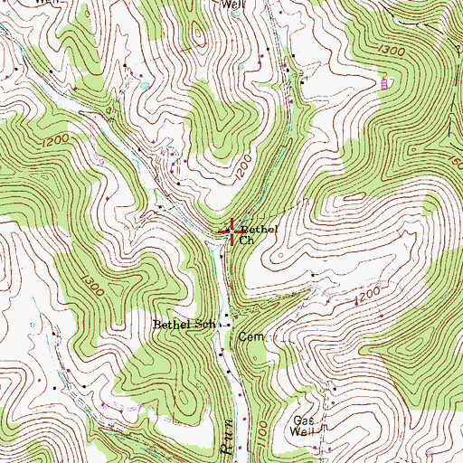 Topographic Map of Bethel Church, WV