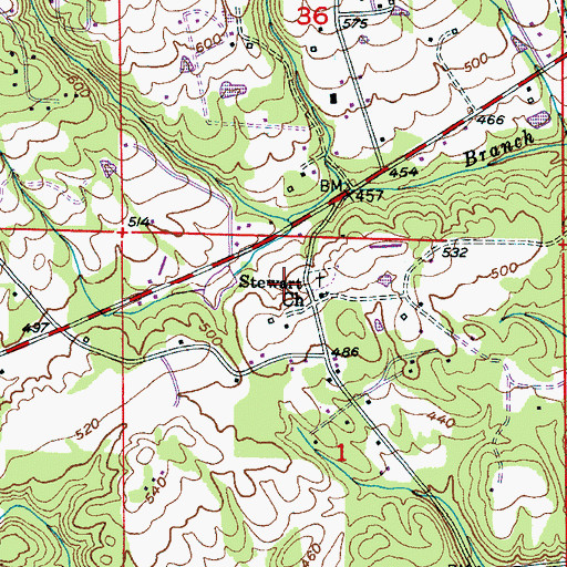Topographic Map of Stewart Church, AL