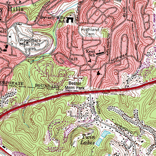 Topographic Map of Bethel Memorial Park, WV