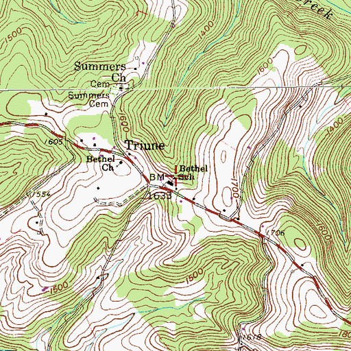 Topographic Map of Bethel School (historical), WV