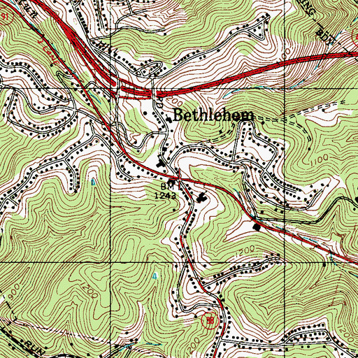 Topographic Map of Bethlehem, WV
