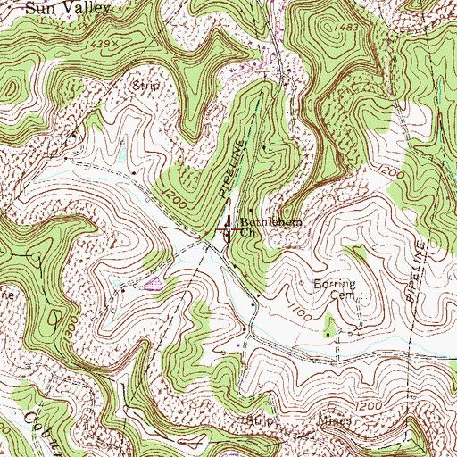 Topographic Map of Bethlehem Baptist Church, WV