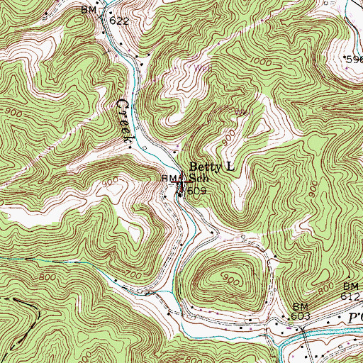 Topographic Map of Betty L School (historical), WV