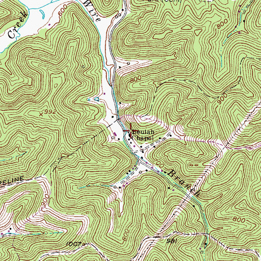 Topographic Map of Beulah Chapel, WV