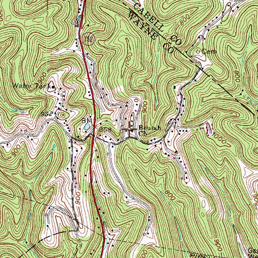 Topographic Map of Beulah Church, WV