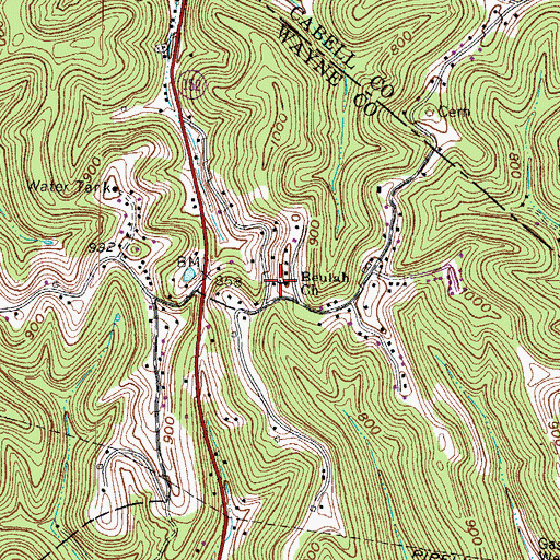 Topographic Map of Beulah Church, WV