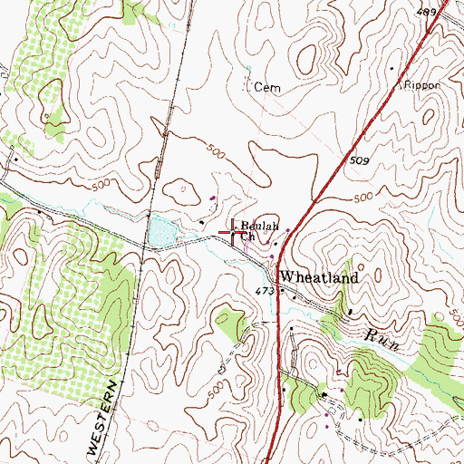 Topographic Map of Beulah Church, WV