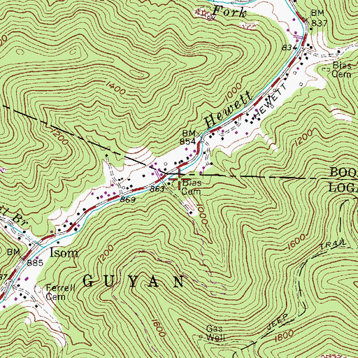 Topographic Map of Bias Cemetery, WV