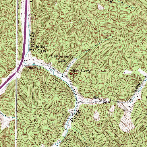 Topographic Map of Bias Cemetery, WV