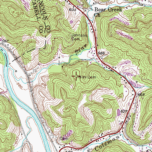 Topographic Map of Bias Cemetery, WV