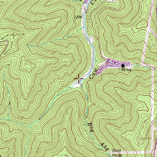 Topographic Map of Big Abe Fork, WV