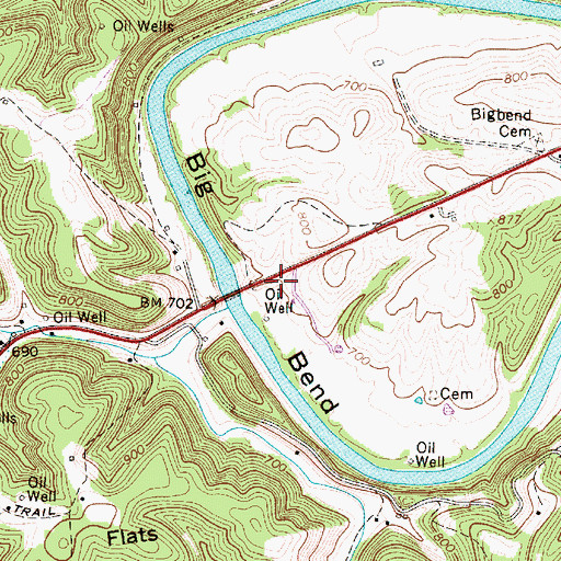 Topographic Map of Big Bend, WV