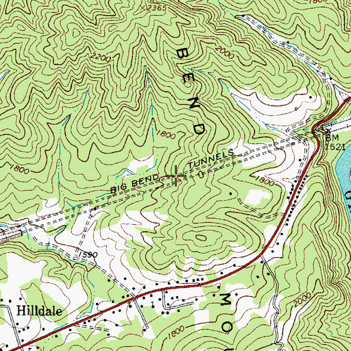 Topographic Map of Big Bend Tunnels, WV