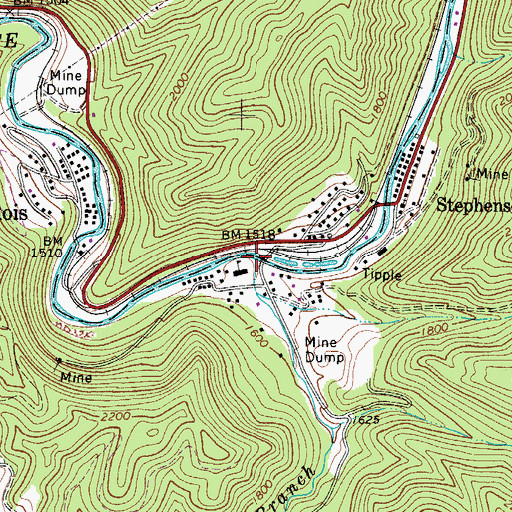 Topographic Map of Big Branch, WV