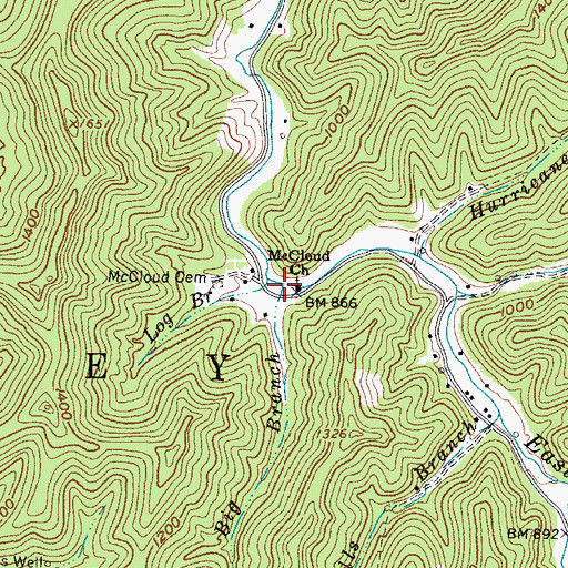 Topographic Map of Big Branch, WV