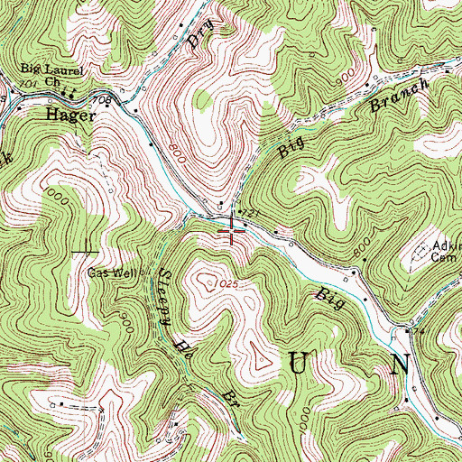 Topographic Map of Big Branch, WV