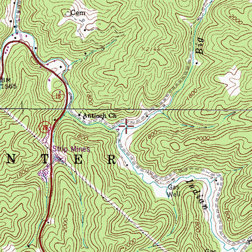 Topographic Map of Big Branch, WV