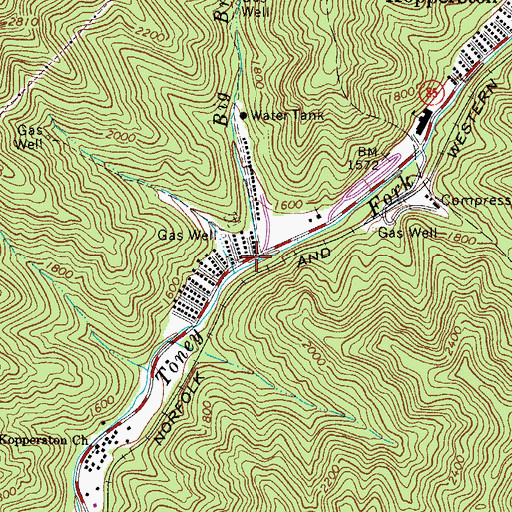 Topographic Map of Big Branch, WV