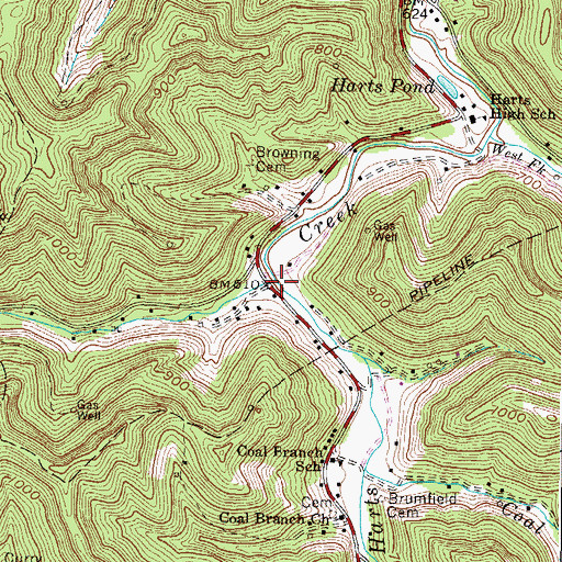 Topographic Map of Big Branch, WV