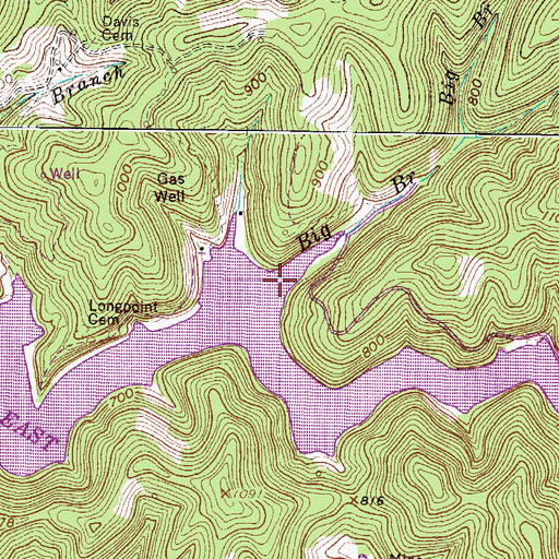 Topographic Map of Big Branch, WV
