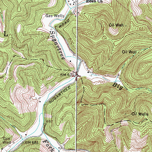Topographic Map of Big Branch, WV