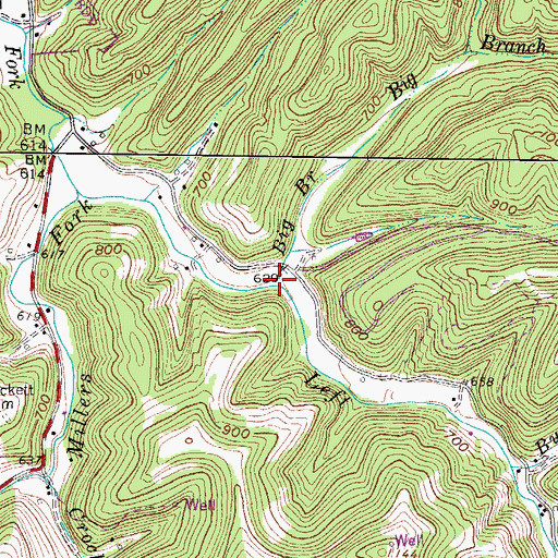 Topographic Map of Big Branch, WV